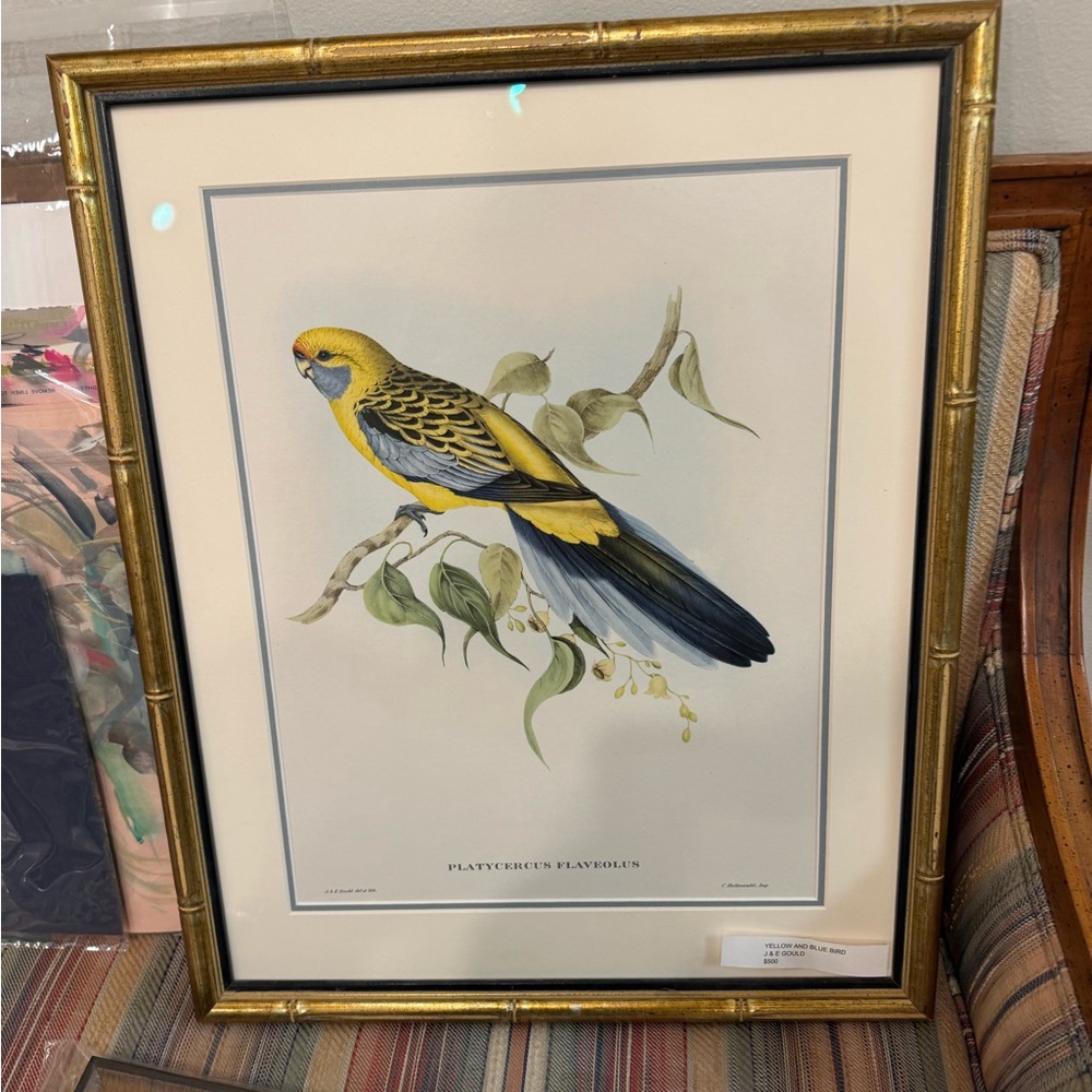Antique Gould Art Print with Gold Faux Bamboo Frame